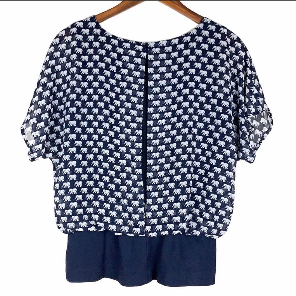 CABI Parade Blouse Navy Elephant Print M - Picture 5 of 7